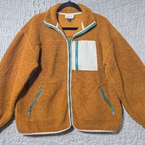 Universal Thread Women's Tan Fleece Jacket with White Accents